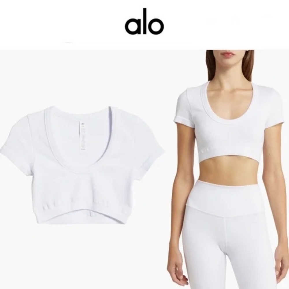 ALO Yoga Classic White Crop Top